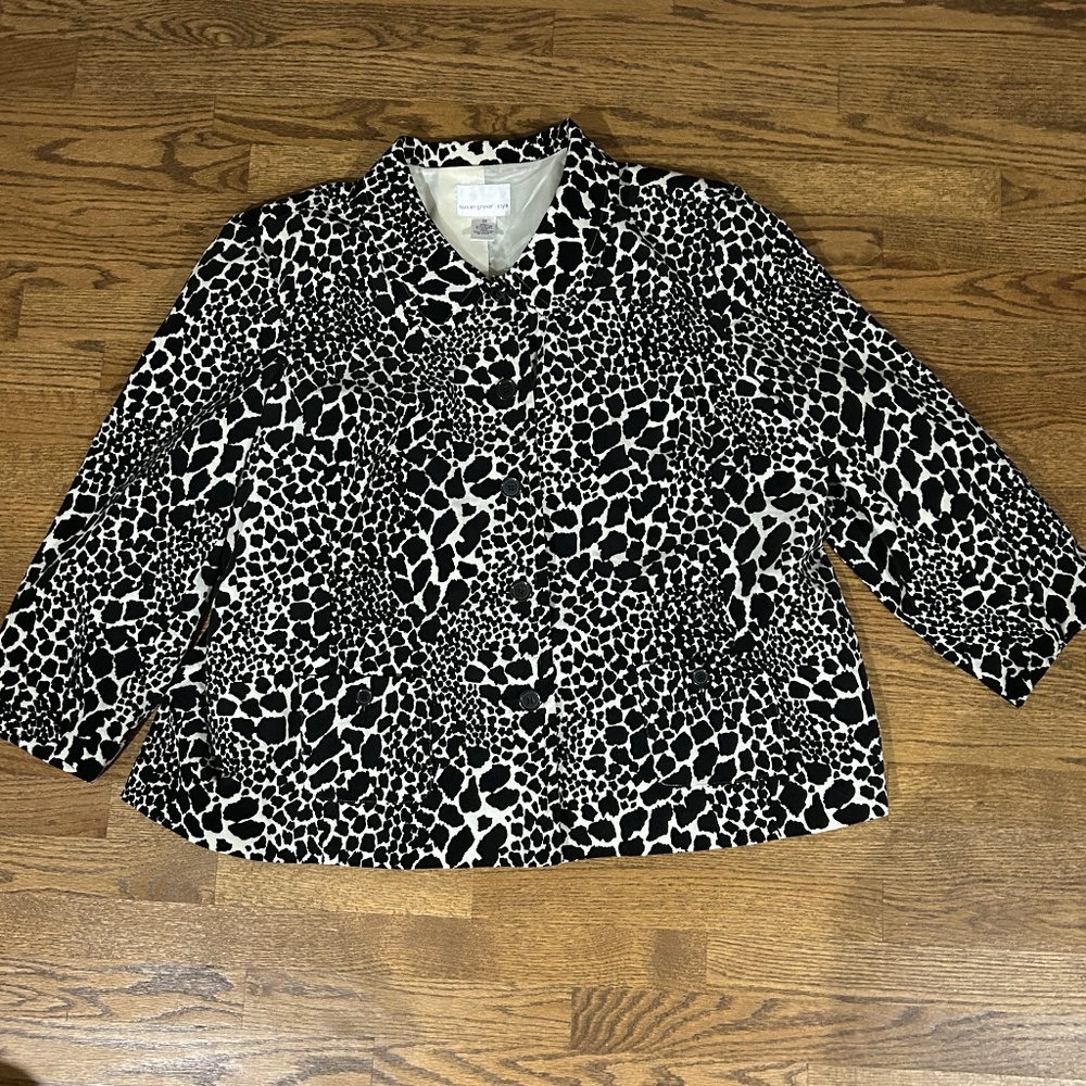 Animal Print Jacket 3x Button Front Lightweight Lined Button Front Susan Graver